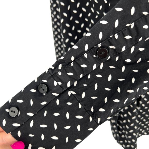 Diane Von Furstenberg Printed Stand Up Collar Button Up Blouse Black Size Small - Picture 8 of 11